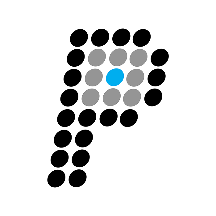 Presage Solutions logo - just the letter "P" on a white skewed background.